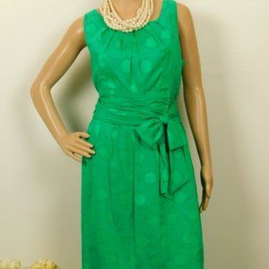 EVAN PICONE flocked flower dress emerald green 8